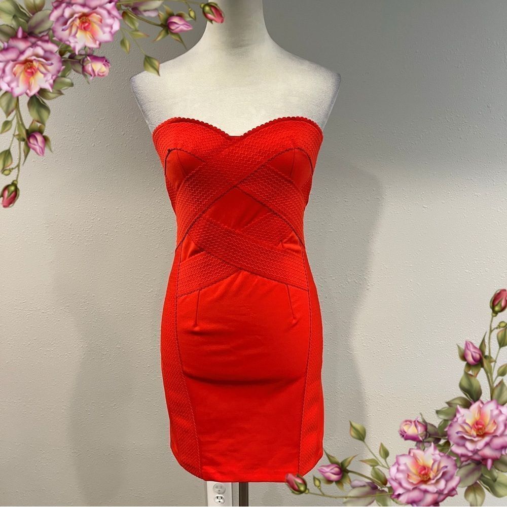 H&M Strapless Red Bodycon Dress